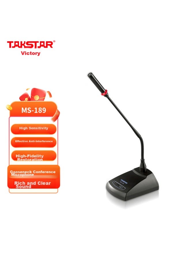Takstar Ms-189 Conference Microphone, Desktop Gooseneck Wired Microphone, Professional Performance Stage Host Microphone, Elegant Black - Image 1