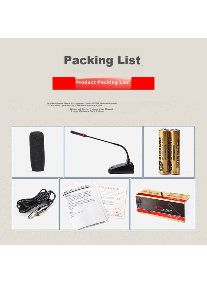 Takstar Ms-189 Conference Microphone, Desktop Gooseneck Wired Microphone, Professional Performance Stage Host Microphone, Elegant Black - Image 4