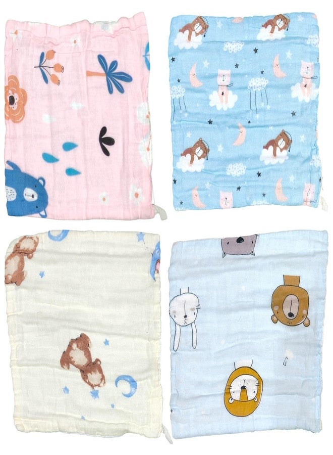 Tinnie Frenzy Premium Muslin Baby Burp Cloths – Ultra Soft & Absorbent, 6 Layers for Newborns & Infants – Pack of 5/10 – Baby Essentials for Baby Feeding (Printed Multicolor, Pack of 5) - Image 2