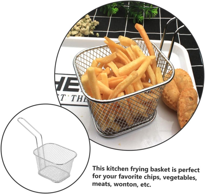 Hemobllo 2Pcs Deep Fry Baskets Handle Metal Wire French Fry Holder Mini Frying Basket for Chicken Wings and Snacks for Home Cooking - Image 5