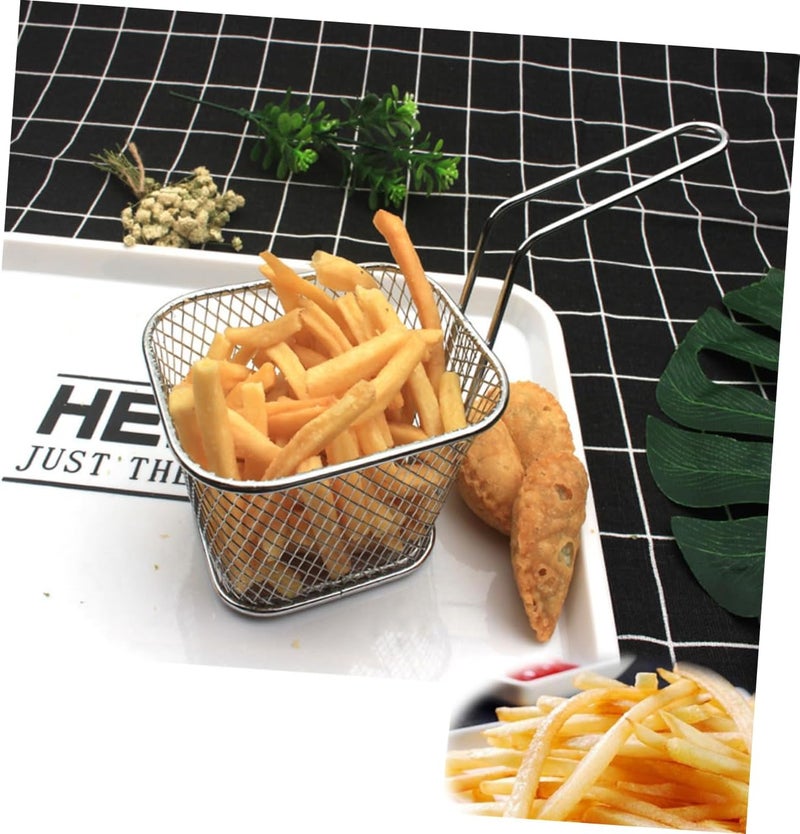 Hemobllo 2Pcs Deep Fry Baskets Handle Metal Wire French Fry Holder Mini Frying Basket for Chicken Wings and Snacks for Home Cooking - Image 3