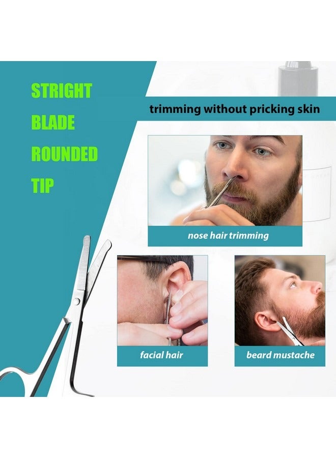 Beauenty 2 Pcs Facial Hair Small Grooming Scissors For Men Women，Eyebrow, Nose Hair, Mustache, Beard, Eyelashes, Ear Trimming Kit，Curved and Rounded Safety Tip Clippers For Hair Cutting，Stainless Steel  - Image 3