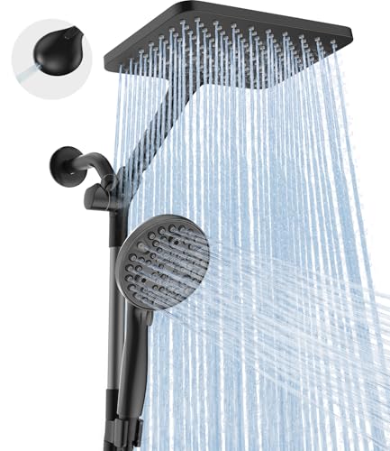 MakeFit Dual Handheld Shower Head Combo, 2-in-1 Rain Shower Heads System Wide Rainfall Shower Head and 10 Modes High Pressure Hand Held Showerhead with Built-in Power Wash - Image 1