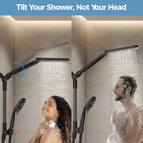 MakeFit Dual Handheld Shower Head Combo, 2-in-1 Rain Shower Heads System Wide Rainfall Shower Head and 10 Modes High Pressure Hand Held Showerhead with Built-in Power Wash - Image 3