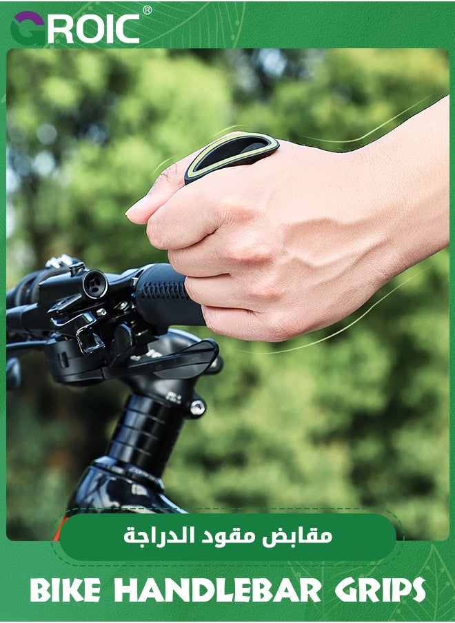 GROIC Cycling Mountain Bike Bicycle Handlebar Grips - with Specialized Ergonomic & Anti-Slip Design for MTB & Hybrid Bikes - 1 Pair of Soft Grips - Available in Classic Grips or Grips with Bar Ends  - Image 2