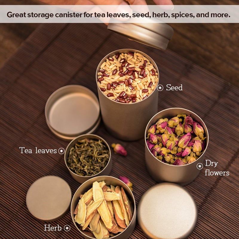 Tea Tin Jar 35ml/80ml/120ml/200ml Lightweight Titanium Tea Storage Canister for Coffee Herbs Spices - Image 2