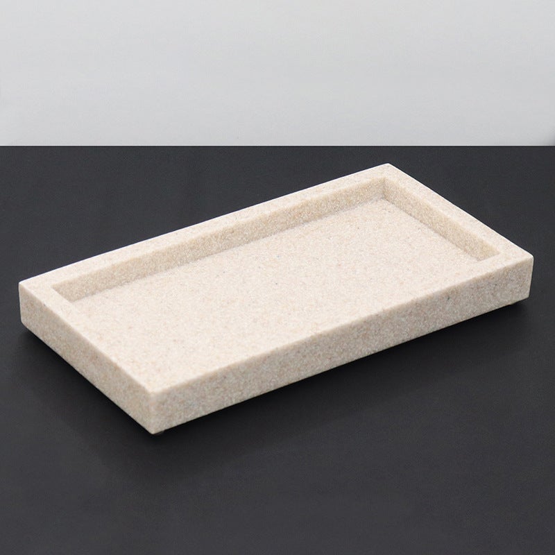 Marbled Resin Bathroom Tray Hotel Sink Storage Tray Bathroom Tray Wash Accessories Tray(Yellow imitation small size flat bottom tray) - Image 5
