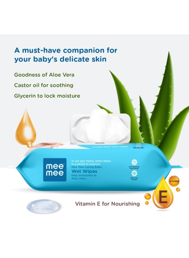 Mee Mee Soft Gentle Baby Wet Wipes (72 Wipes) Pack of 3 | Infused with Aloe Vera and Vitamin E | Paraben & Sulfate Free | Hand & Mouth Cleansing Wipes | Wipes Combo for Babies - Image 2