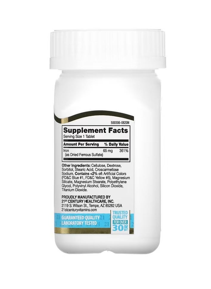 21st Century HealthCare Iron 65 mg Ferrous Sulfate 325 - 120 Tablets - Image 2