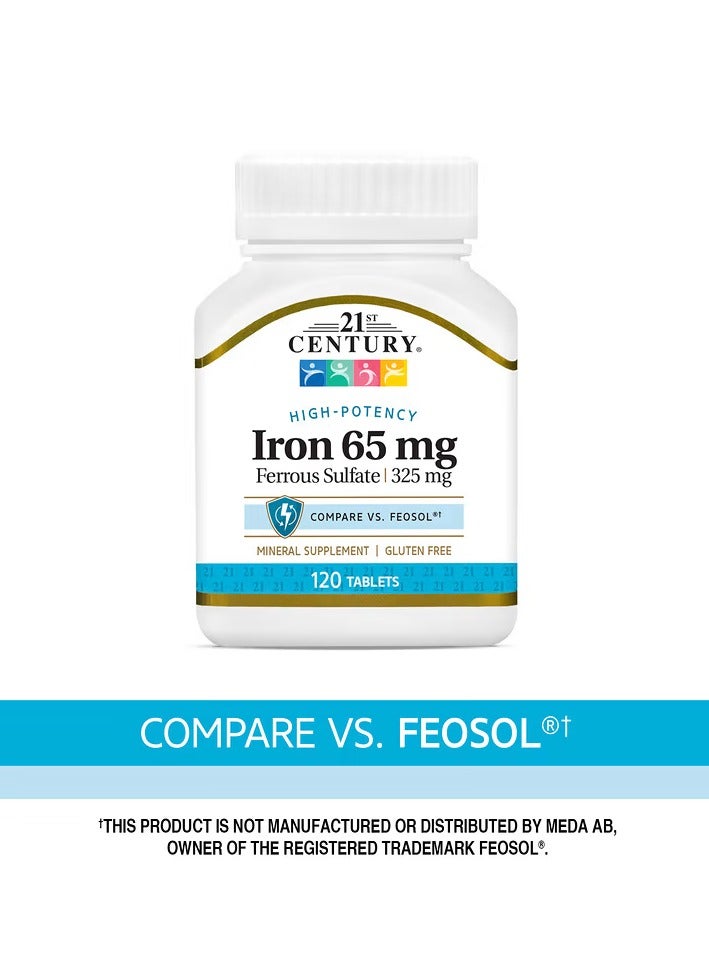 21st Century HealthCare Iron 65 mg Ferrous Sulfate 325 - 120 Tablets - Image 4