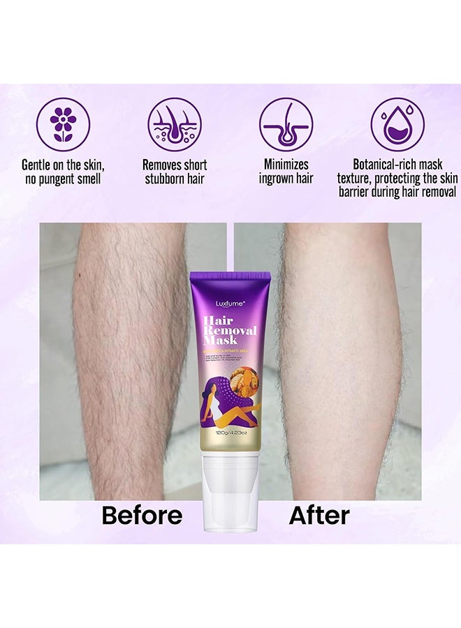 Luxfume Hair Removal Mask,for Arms Legs and Underarms Hair Removal Sensitive Hair Removal Cream Effective and Painless Soothing and Brightens Skin Turmeric Hair Removal Mask Cream,120g - Image 5
