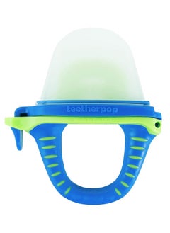teetherpop Fillable Freezable Teething Toys for Babies Fill Teether with Breast Milk Water & More 6-24 Months Blue Lime  - Image 1