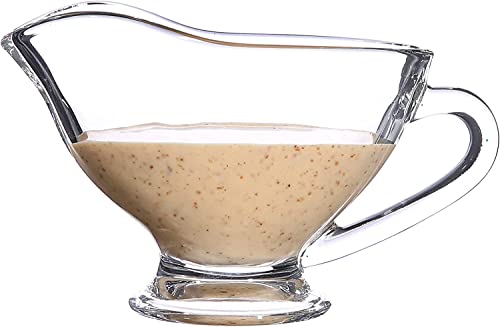 RONDURE SET OF 2 Glass Gravy Boat - 7 oz with Handle Creamer Pitcher for Dining, Sauces, Salad Dressing Home Decor - Image 3