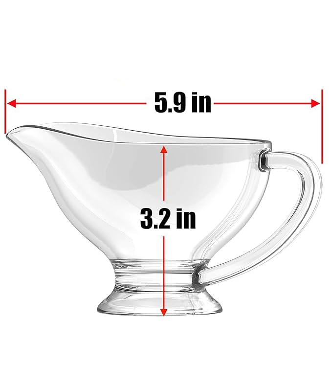 RONDURE SET OF 2 Glass Gravy Boat - 7 oz with Handle Creamer Pitcher for Dining, Sauces, Salad Dressing Home Decor - Image 4
