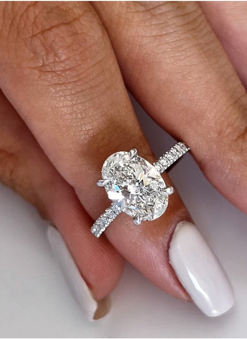 Capri Gold - 2.35 Carat Oval Cut Lab Diamond Engagement Ring – D Color VVS2 IGI Certified, 14K Gold Hidden Halo & Side Stones, Elegant Wedding Ring - Image 1