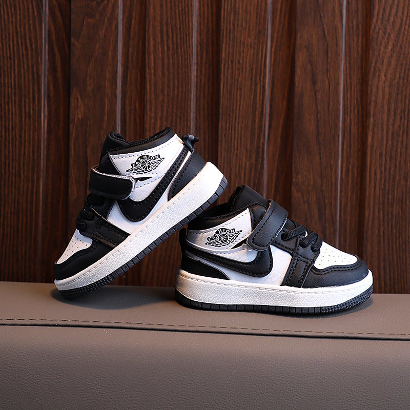 2023 Fall Kids Fashion Mid-top Sneakers Black and White