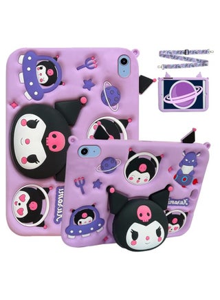 Case Compatible with iPad 10th Generation 2022 10.9 Inch, Kids Case for iPad 10 Shockproof Silicone Protective Cover with Stand, Shoulder Strap