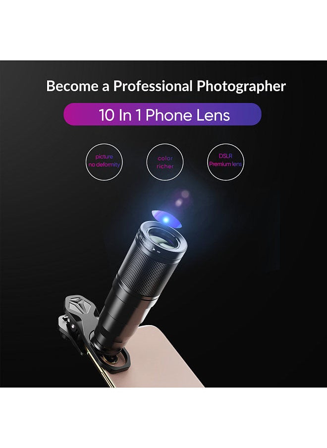 APEXEL APEXEL 10-in-1 Phone Lens Kit with 22X Telephoto Lens 198° Fisheye Lens Kaleidoscope Lens  - Image 3