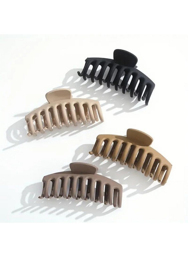 Minta 4pcs Elegant Matte Large Hair Claw Clips in Mixed Colors - Strong Grip, Non-Slip Accessories for Women with Thick Hair, Durable Plastic, All-Season Wear, Hair Clips - Image 1