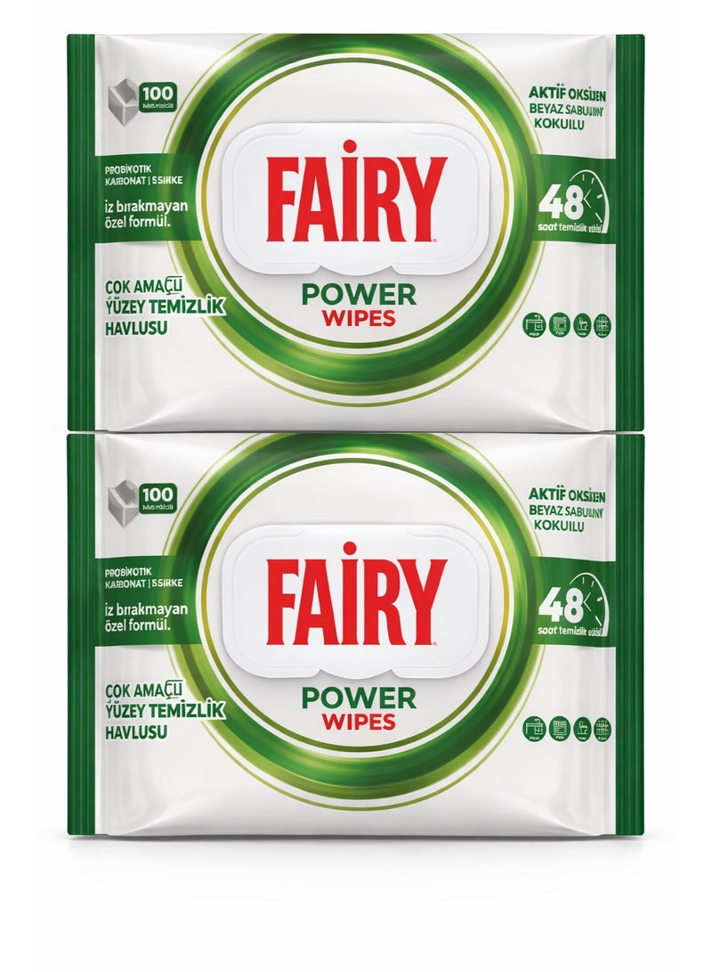Fairy | 2 Pack Of | Fairy Multi-Purpose Surface Cleaning Towel 100 Sheets | White Soap | White Vinegar & Carbonate | 48 Hours Cleaning Effect | Traceless Formula - Image 1