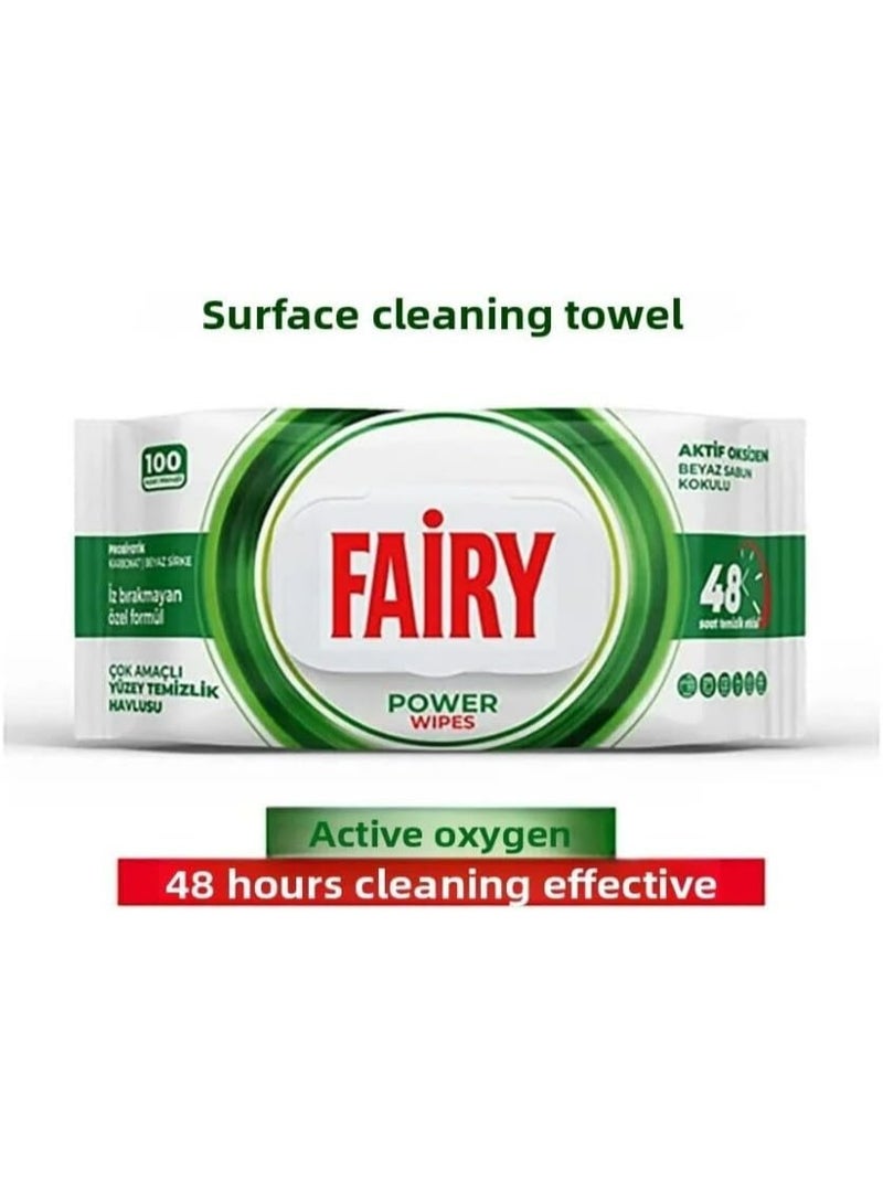 Fairy | 2 Pack Of | Fairy Multi-Purpose Surface Cleaning Towel 100 Sheets | White Soap | White Vinegar & Carbonate | 48 Hours Cleaning Effect | Traceless Formula - Image 3