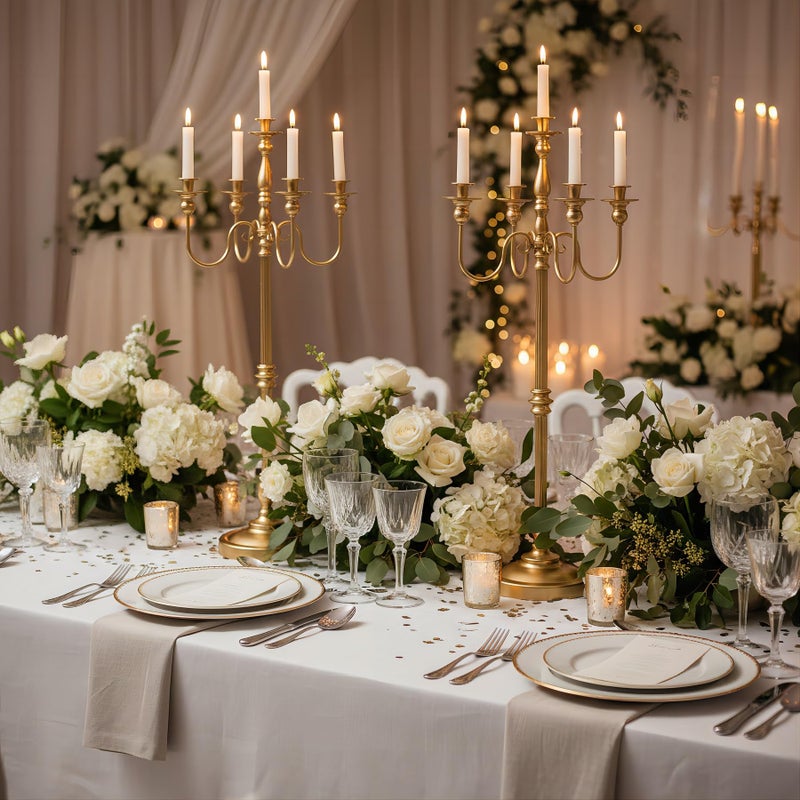 Bigsee Floor Candelabra Tall 5 Arms Candle Holders for Wedding Centerpiece, 48" Gold Metal Candlestick for Taper Candle and Floral Centerpiece Stand Wedding Event Aisle Party - Image 3