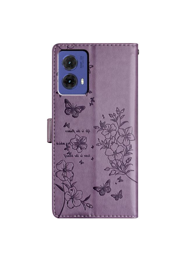 S-TOP Case For Motorola Moto G85 Butterflies and Flowers Leather Phone Case - Image 3