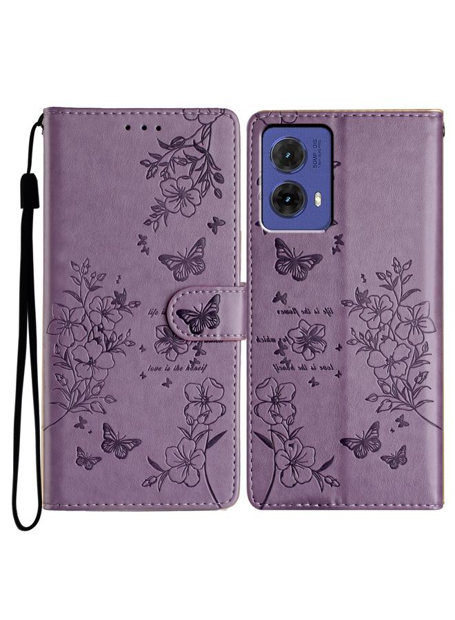 S-TOP Case For Motorola Moto G85 Butterflies and Flowers Leather Phone Case - Image 1