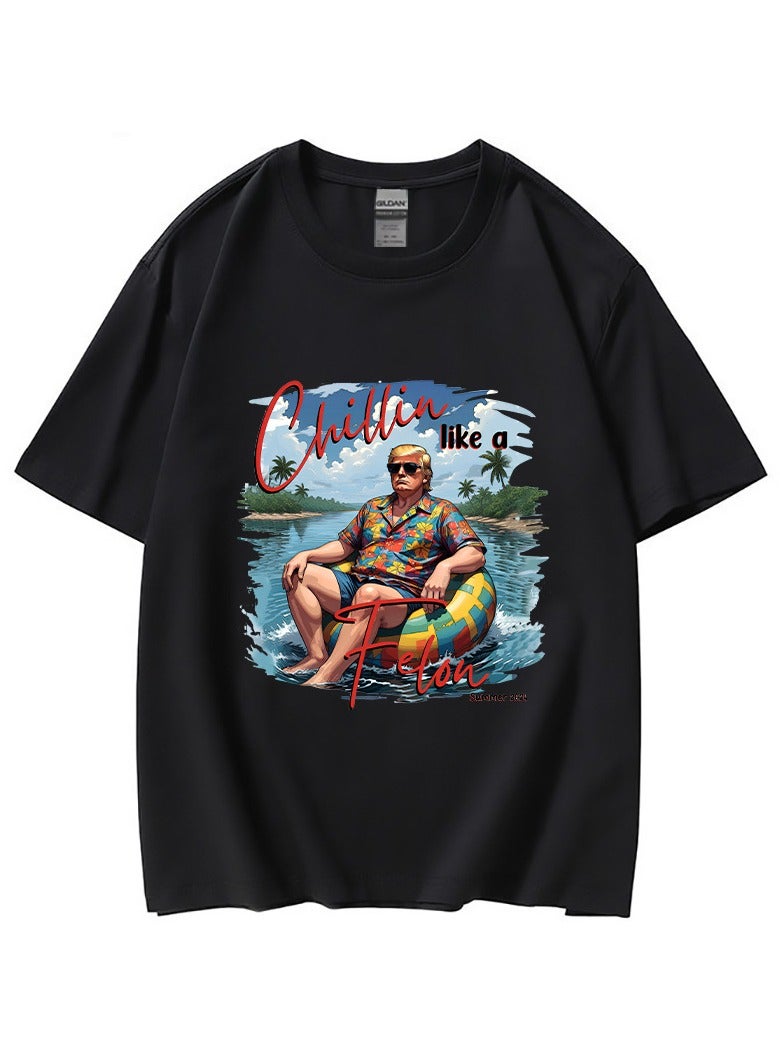KUYING New Trump Print Short Sleeved Shirt