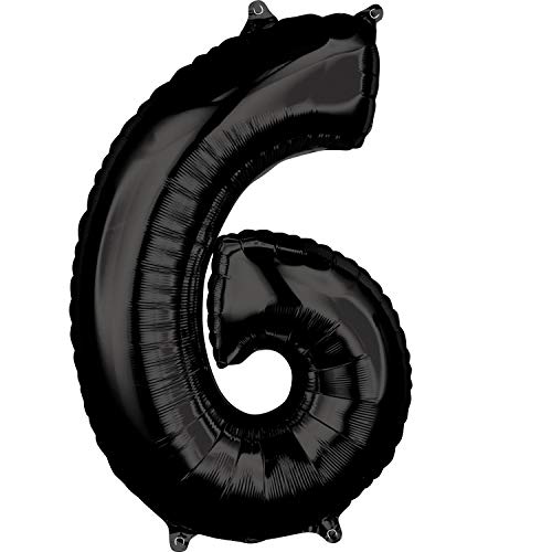 Balloonistics Black Number 6 Foil Balloon for Birthday Milestone Anniversary Decoration 16 Inches - Image 1