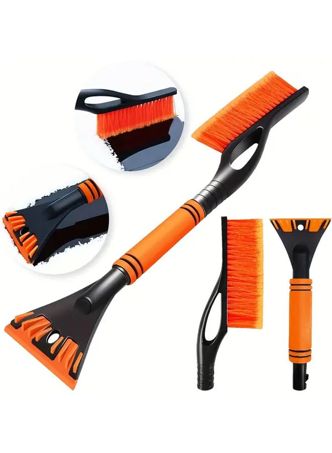 Orange 2-in-1 Heavy Duty Winter Snow Brush Ice Scraper Detachable Head - Image 1