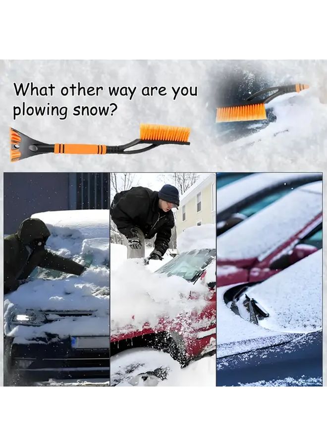 Orange 2-in-1 Heavy Duty Winter Snow Brush Ice Scraper Detachable Head - Image 5