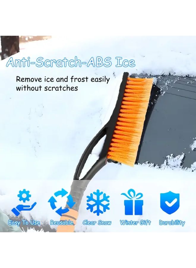 Orange 2-in-1 Heavy Duty Winter Snow Brush Ice Scraper Detachable Head - Image 4