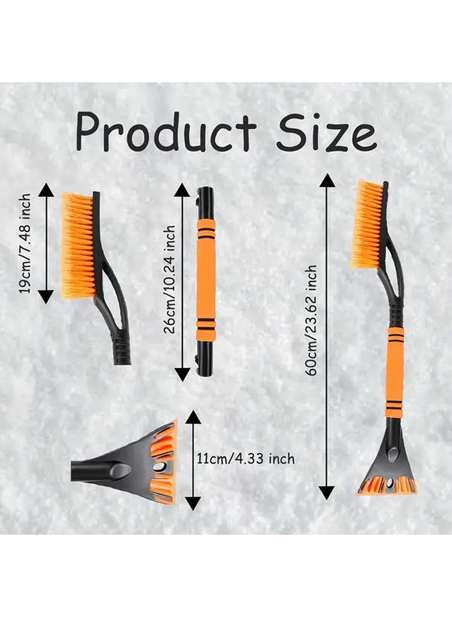 Orange 2-in-1 Heavy Duty Winter Snow Brush Ice Scraper Detachable Head - Image 2