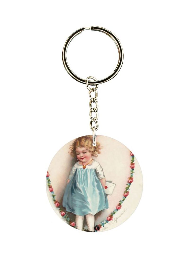 RKN Girl With A Letter Printed Keychain