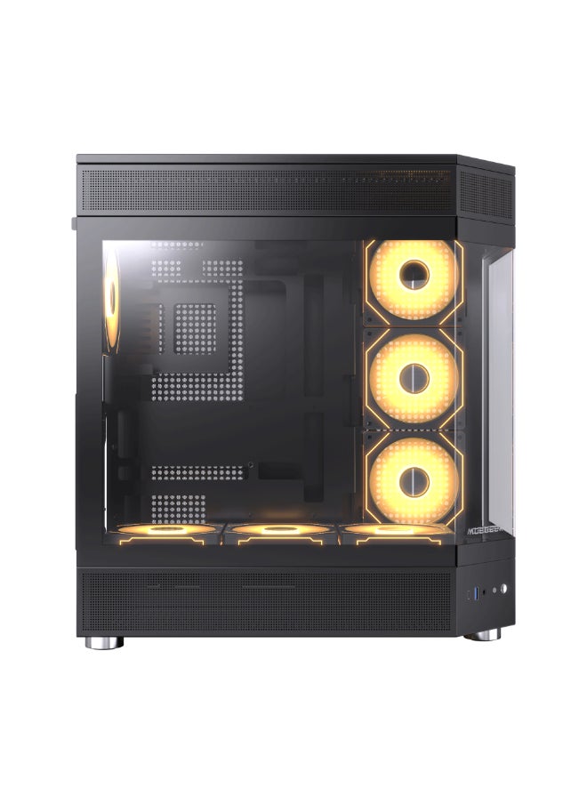 Generic - ACEGEEK Icecube Broad View Design Dual Side Full Tempered Glass ATX Case, High Transparency & Compatibility ATX Version, Supports ITX/M-ATX/ATX Motherboards (451x285x498mm) | Black - Image 1
