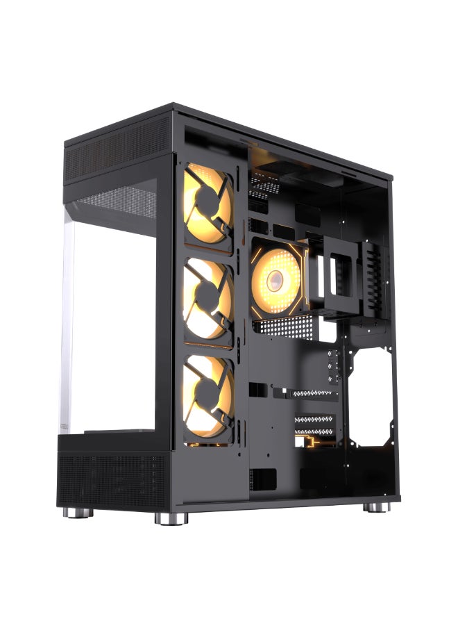 Generic - ACEGEEK Icecube Broad View Design Dual Side Full Tempered Glass ATX Case, High Transparency & Compatibility ATX Version, Supports ITX/M-ATX/ATX Motherboards (451x285x498mm) | Black - Image 1