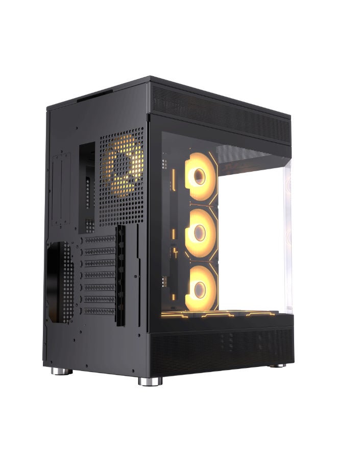 Generic - ACEGEEK Icecube Broad View Design Dual Side Full Tempered Glass ATX Case, High Transparency & Compatibility ATX Version, Supports ITX/M-ATX/ATX Motherboards (451x285x498mm) | Black - Image 1
