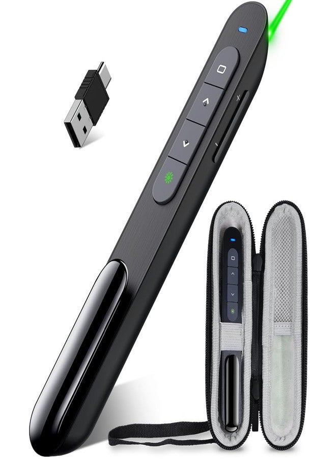 DinoFire USB Rechargeable RF 2.4 GHz Green Light Presentation Remote, Powerpoint Clicker Wireless Presenter Presentation Clicker Slide Advancer for Mac/Keynote/PC/PPT - Image 1