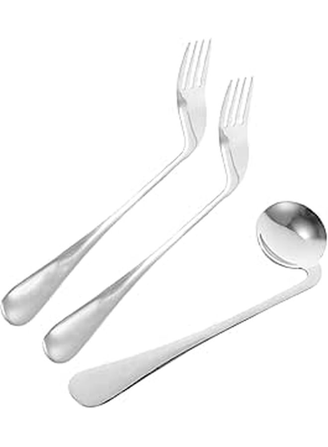 VALICLUD Angled Adaptive Utensils Set for Self Feeding Elderly Disabled Easy Grasp - Image 1