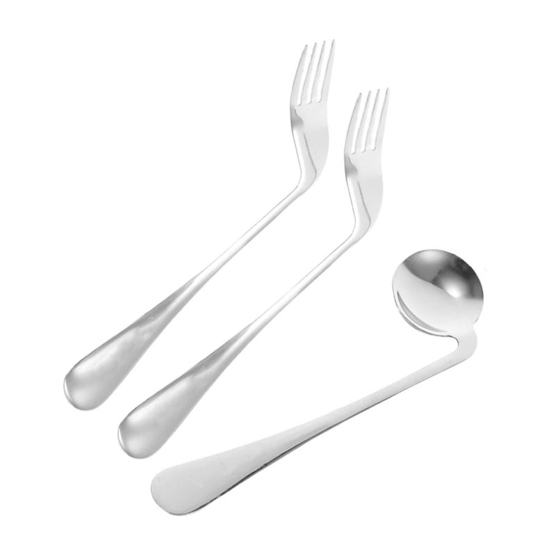 VALICLUD Angled Adaptive Utensils Set for Self Feeding Elderly Disabled Easy Grasp - Image 2