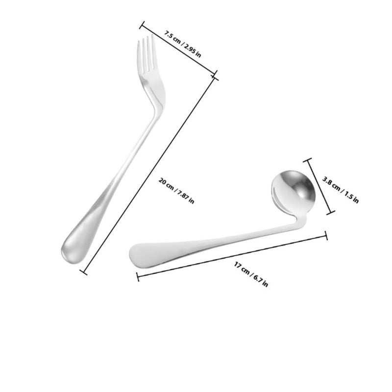 VALICLUD Angled Adaptive Utensils Set for Self Feeding Elderly Disabled Easy Grasp - Image 3