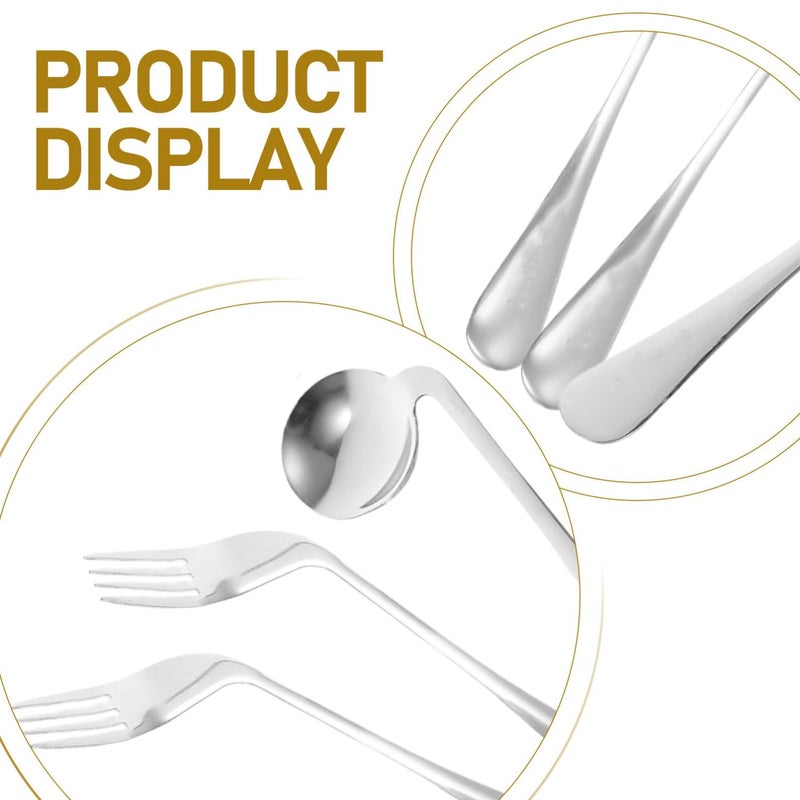VALICLUD Angled Adaptive Utensils Set for Self Feeding Elderly Disabled Easy Grasp - Image 4