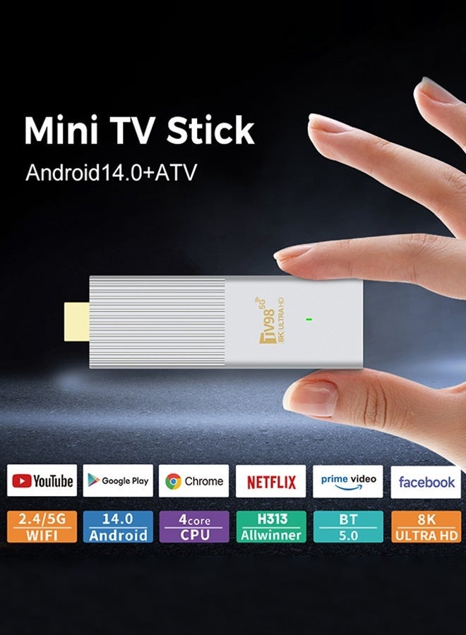 تلفزيون جهاز تلفزيون يعمل بنظام Android 14 مع جهاز تحكم عن بعد، جهاز فك التشفير للتلفزيون (16 جيجابايت + 256 جيجابايت)، جهاز بث فائق الدقة بدقة 8K، مشغل وسائط بث بلوتوث، مشغل وسائط منزلي - Image 2