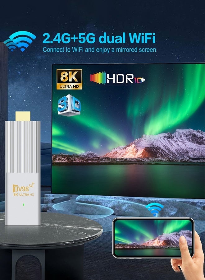 تلفزيون جهاز تلفزيون يعمل بنظام Android 14 مع جهاز تحكم عن بعد، جهاز فك التشفير للتلفزيون (16 جيجابايت + 256 جيجابايت)، جهاز بث فائق الدقة بدقة 8K، مشغل وسائط بث بلوتوث، مشغل وسائط منزلي - Image 4