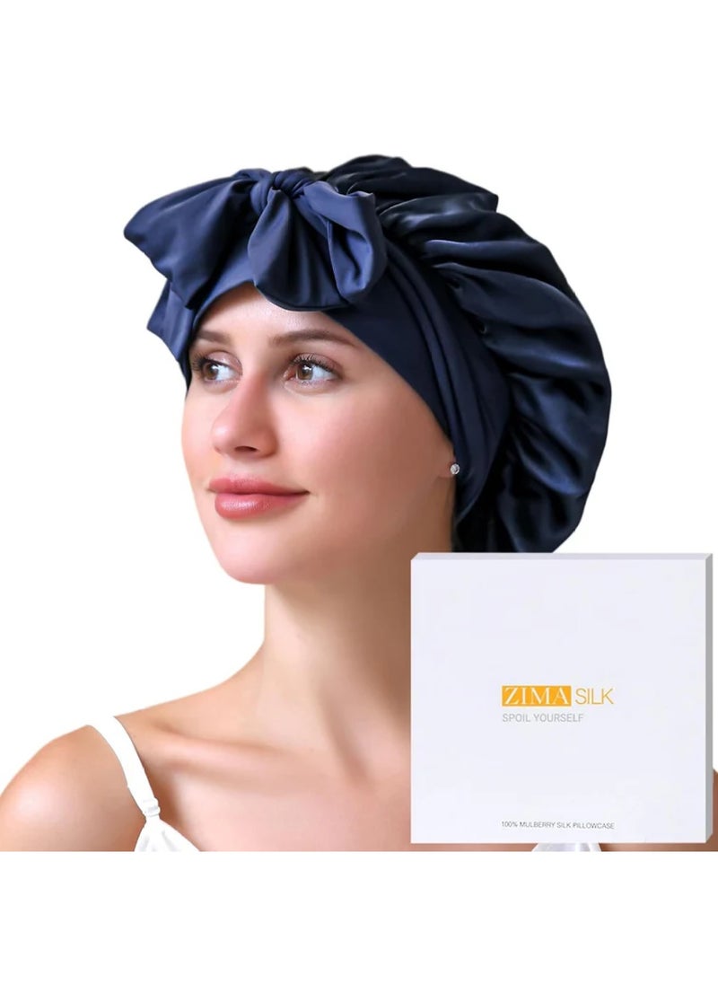 ZIMASILK 22 Momme Silk Sleep Cap with Ice Silk Band  - Image 1