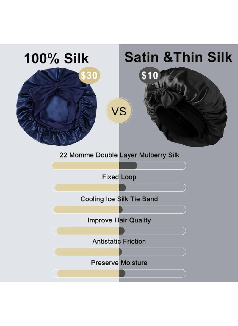 ZIMASILK 22 Momme Silk Sleep Cap with Ice Silk Band  - Image 4