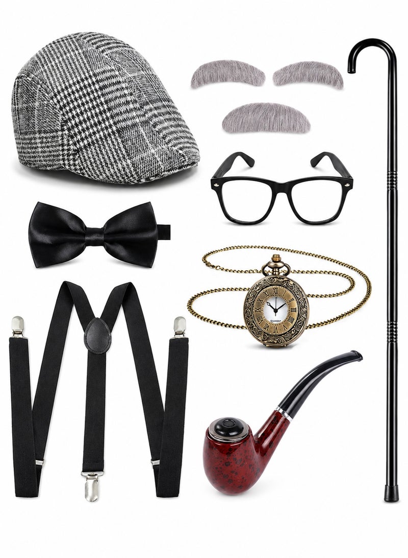 GOOGO Kids 100 Days of School Costume for Boys - Halloween Old Man Costume Hat Glasses and Grandpa Vest Set for Child - Image 1