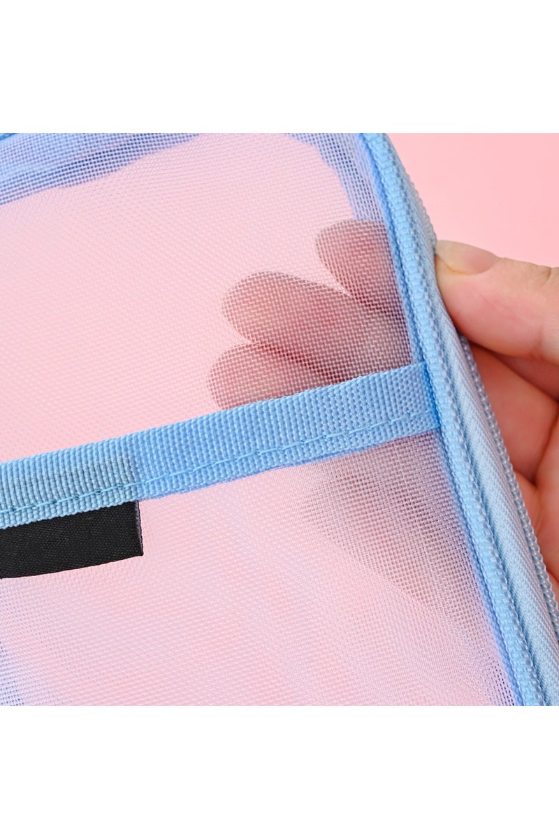 عام حافظة أقلام شبكية شفافة، منظم أدوات مكتبية بسيط بسحاب، متعدد الاستخدامات للسفر والمدرسة والمراهقات، حقيبة مكتبية شفافة أو حافظة مكياج. - Image 4