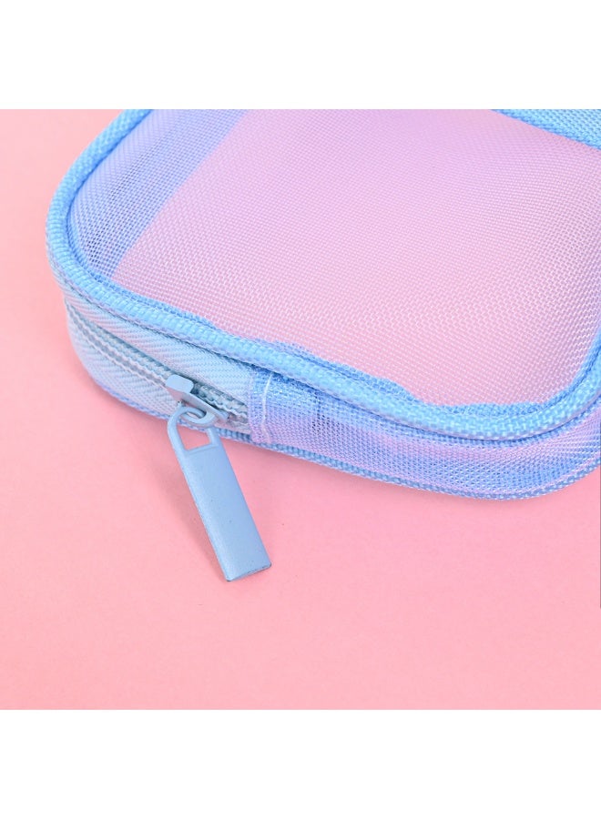 عام حافظة أقلام شبكية شفافة، منظم أدوات مكتبية بسيط بسحاب، متعدد الاستخدامات للسفر والمدرسة والمراهقات، حقيبة مكتبية شفافة أو حافظة مكياج. - Image 2